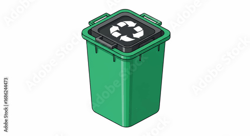 Green Recycling Bin with Recycle Symbol.