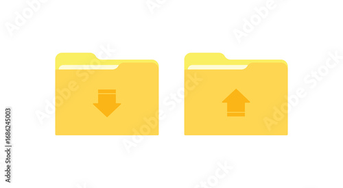 Versatile vector illustration of a download and upload folder. Ideal for representing file transfers on websites and applications