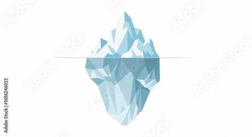 Iceberg floating in water showing tip and submerged part.