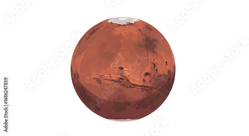 Mars planet isolated on white background.