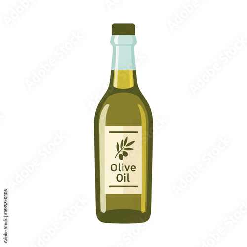 Olive Oil Bottle Illustration.