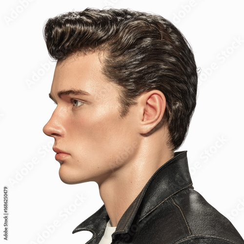 Profile of a Young Man with a Classic 1950s