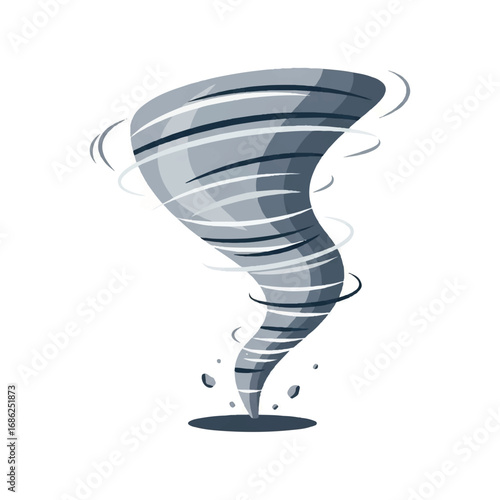 Powerful Tornado Swirling with Debris Illustration.