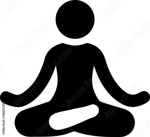 Vector graphic of a human figure in a serene lotus position, symbolizing mindfulness, relaxation, and spiritual practice