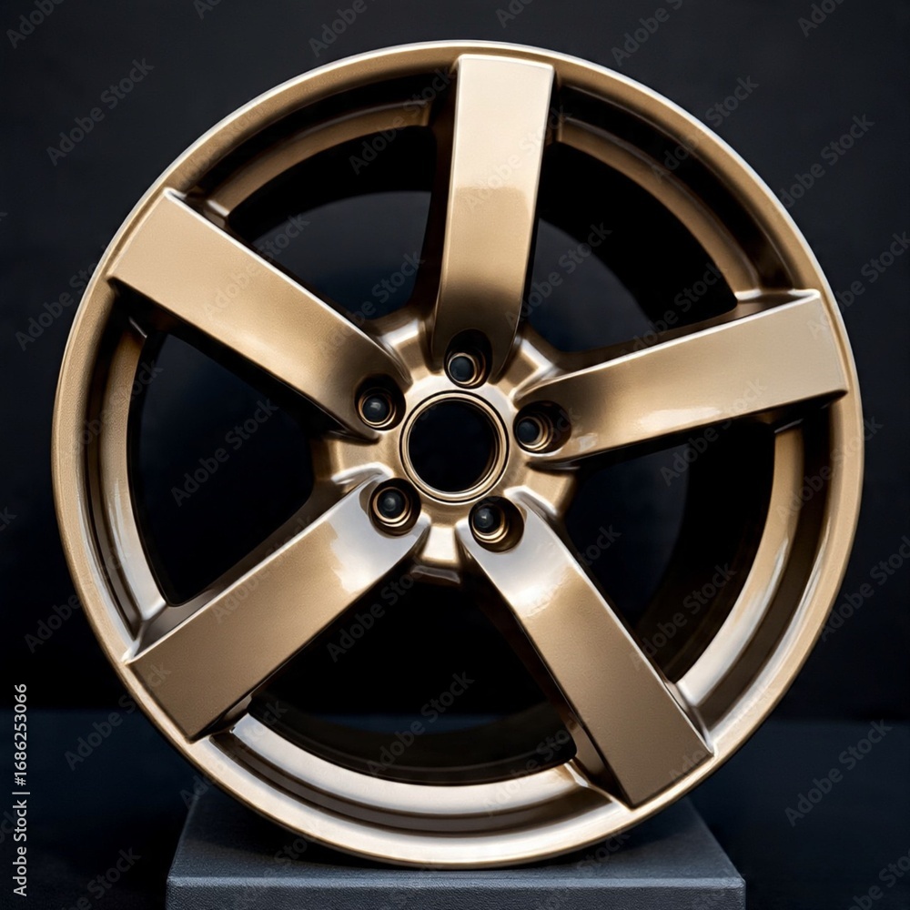 Obraz premium Satin Bronze Seven-Spoke Wheel, Front View
