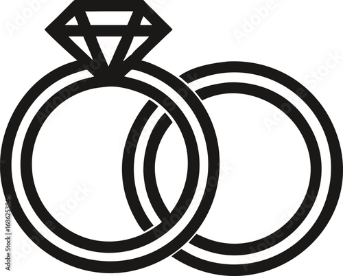Elegant Wedding Rings Symbolizing Eternal Love and Commitment Graphic Depiction of Matrimony Ceremony and Strong Relationship Bond