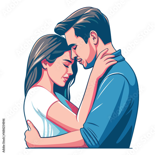 Passionate Embrace A Couple's Intense Connection Depicted in Vivid Colors Illustrating the Power of Love and Intimacy