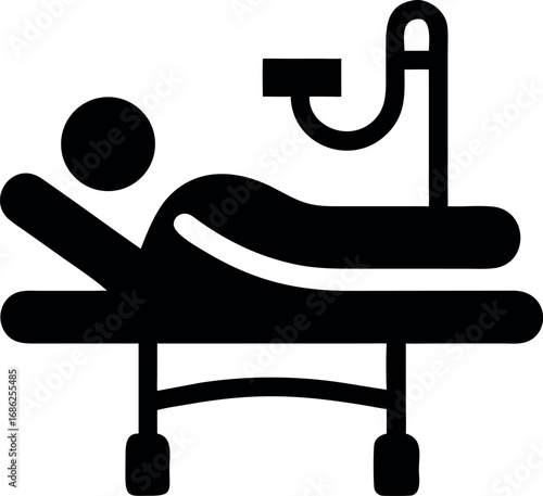 Patient Care Illustration Person Lying in a Hospital Bed Receiving Intravenous Drip Treatment, Symbolizing Healthcare, Recovery, and Medical Intervention in a Clinical Setting