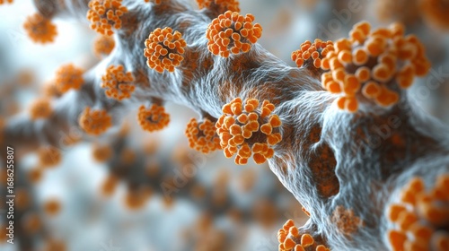 Orange Spheres on Gray Branch