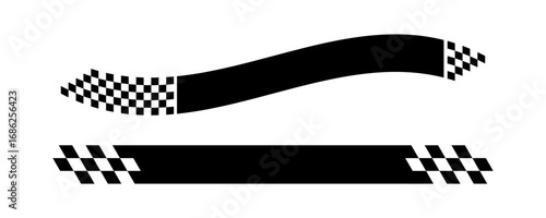 Flag Checker. Checkered Racing Flag Banner Elements.