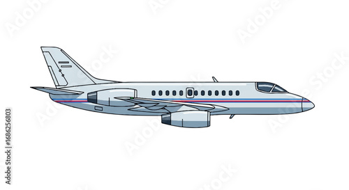 Small passenger jet aircraft side view illustration.