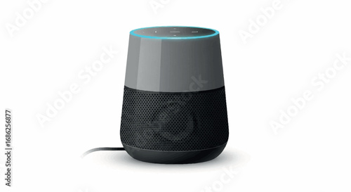 Smart Speaker Device on White Background.