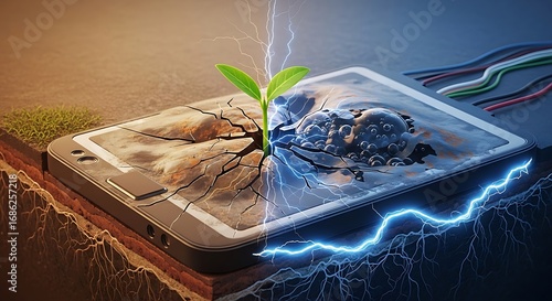 Innovation emerging, blending digital resilience with natural growth
