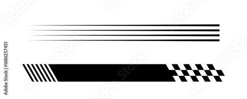 Checkered Flag Racing Stripes Vector Set.