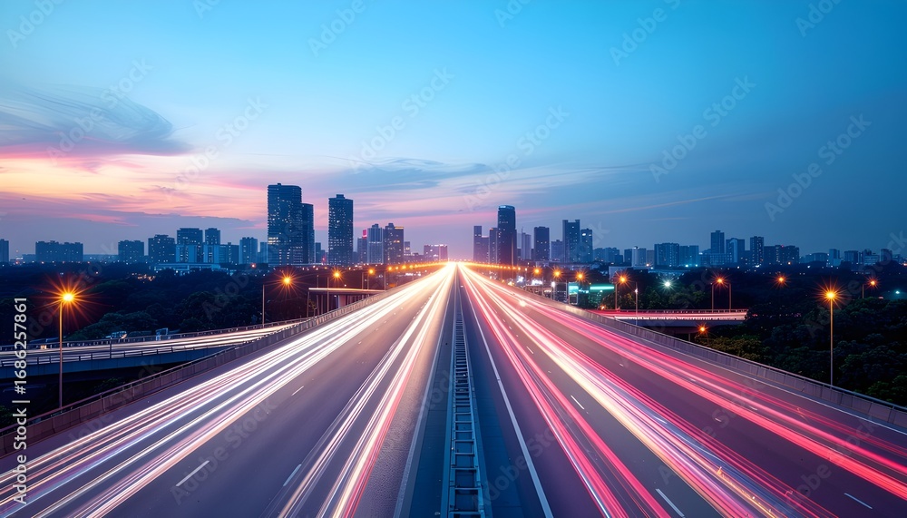 Fototapeta premium AI-Operated Smart City with Energy Flow and Urban Traffic