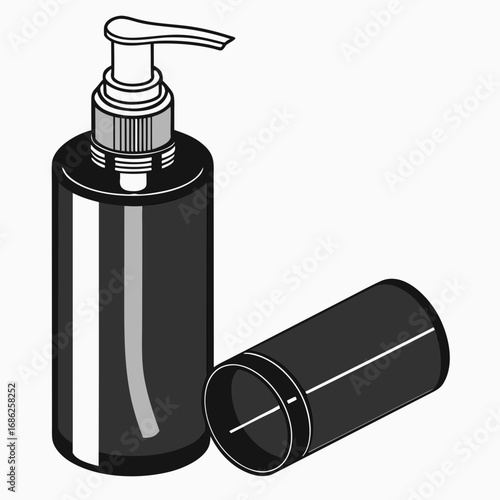 Vector art of lotion bottle with pump in vector format