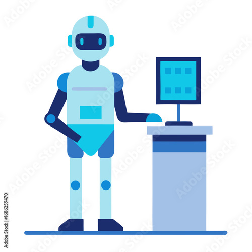 robot doctor with computer vector