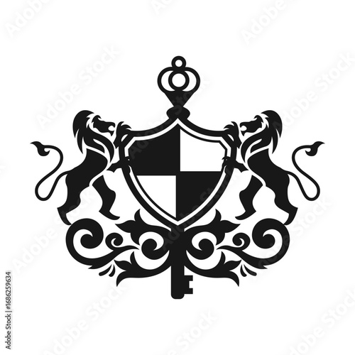 Royal Heraldic Lion Crest Design Vector Template