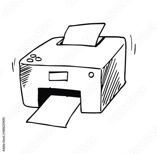 printer doodle icon hand drawn sketch