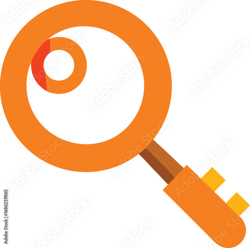Magnifying glass over key