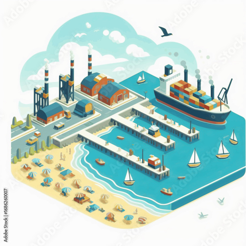 Harbor Dock Illustration