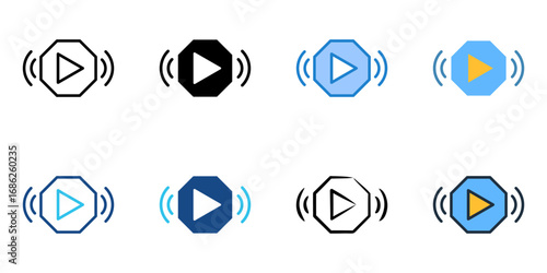 Streaming icon set multiple style collection 
