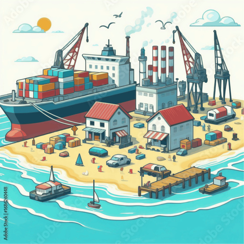 Harbor Dock Illustration