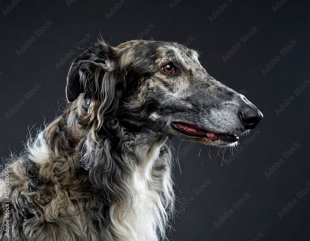 Fototapeta premium Elegant hound portrait, dark background
