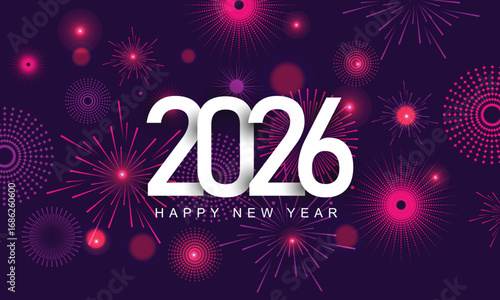 Happy new year 2026 background with Fireworks and bokeh