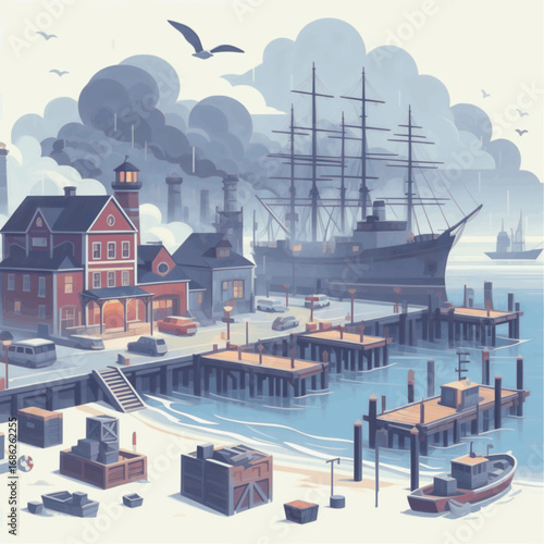 Harbor Dock Illustration