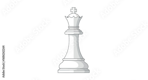 White Queen Chess Piece Hand Drawn Sketch.