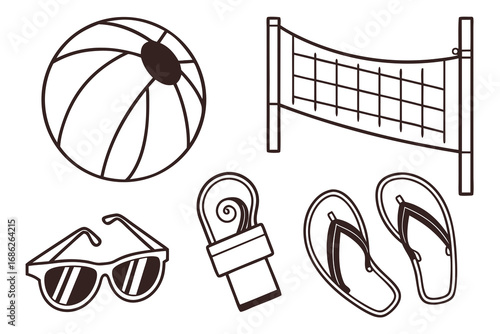 Illustration of beach volleyball equipment