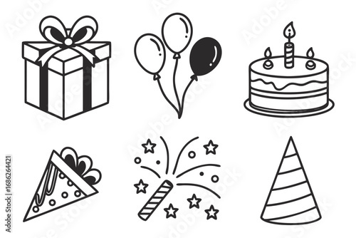Vector art of birthday party elements doodle