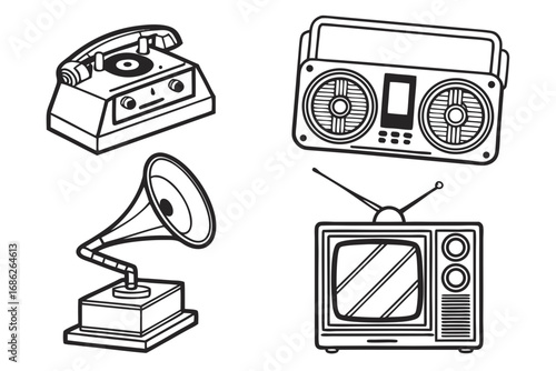 Vector art of collection of retro technology in vector illustration