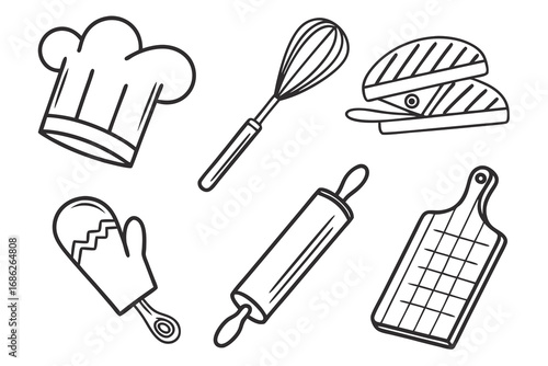 Vector art of kitchen tools for cooking and baking