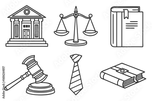 Vector art of law and justice outline icons for decoration