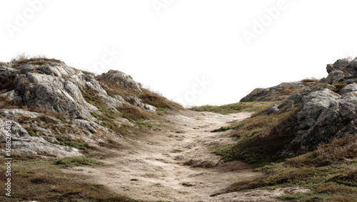 Rocky path through a valley
