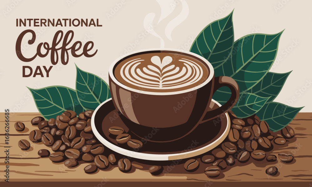 custom made wallpaper toronto digitalCelebrate International Coffee Day with a steaming cup of delicious coffee art design