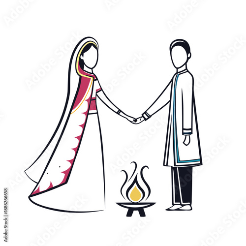 Traditional Indian Wedding Ceremony with Bride and Groom Sharing Light Symbolic of Their Union and New Beginnings