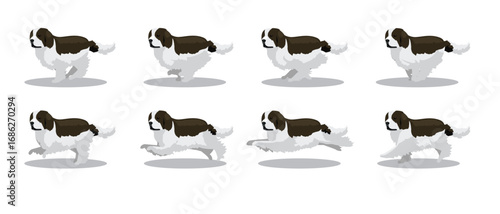 Saint Bernard Running Side Cartoon Animation Frame Vector