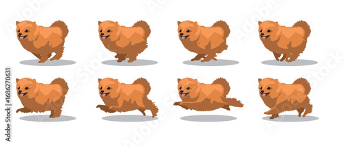 Pomeranian Running Side Cartoon Animation Frame Vector