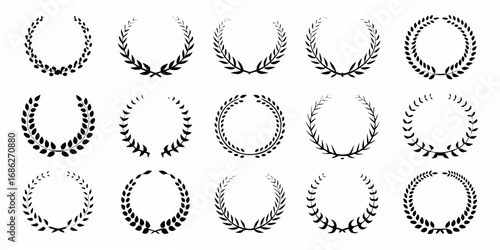 Collection of laurel wreath icons and symbols