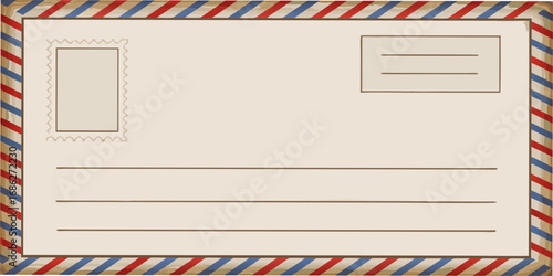 Vintage airmail envelope with stamp area and lines for writing