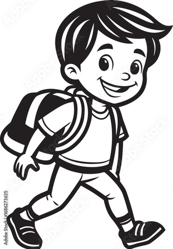Smiling Kid Going to School