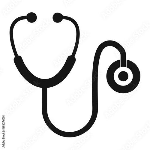 stethoscope icon silhouette on white background