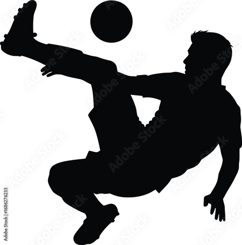 Soccer player kicking ball, a dynamic and powerful action shot of sport and athleticism