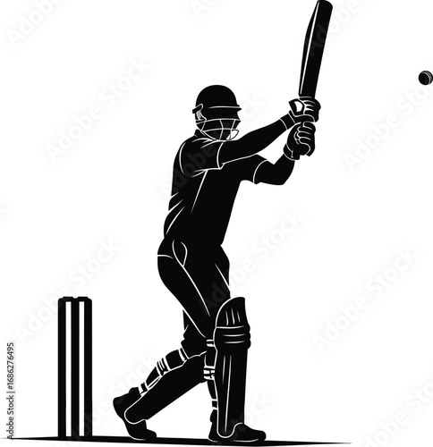 Cricket player hitting ball, showcasing skill, power, and excitement of sport, a symbol of athleticism
