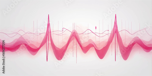 A dynamic cardiogram line illustrates a vibrant heartbeat on a red background