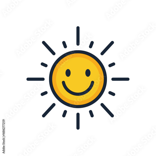 Smiling sun illustration perfect for optimistic projects, designs, and happy branding needs