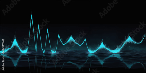 An abstract EKG heartbeat wave on a hospital monitor displays a green line pulse